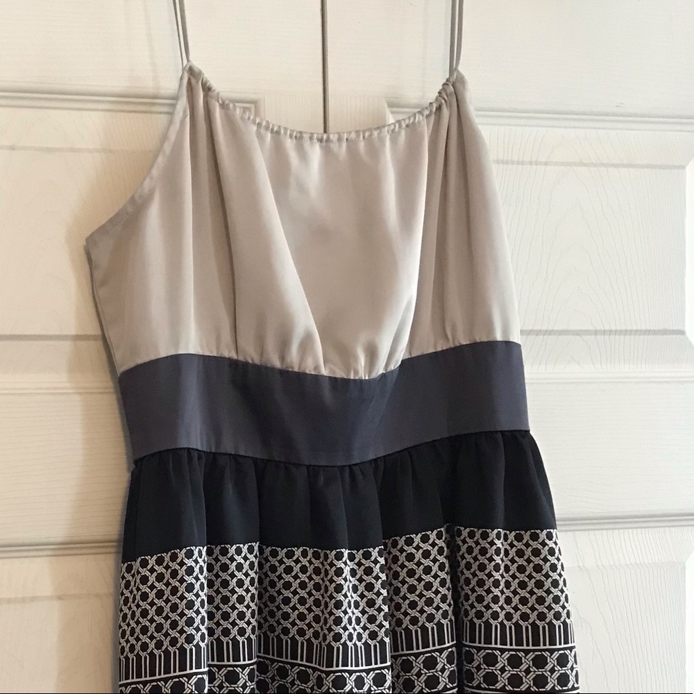 Black, Champagne & Gray short flowing dress.